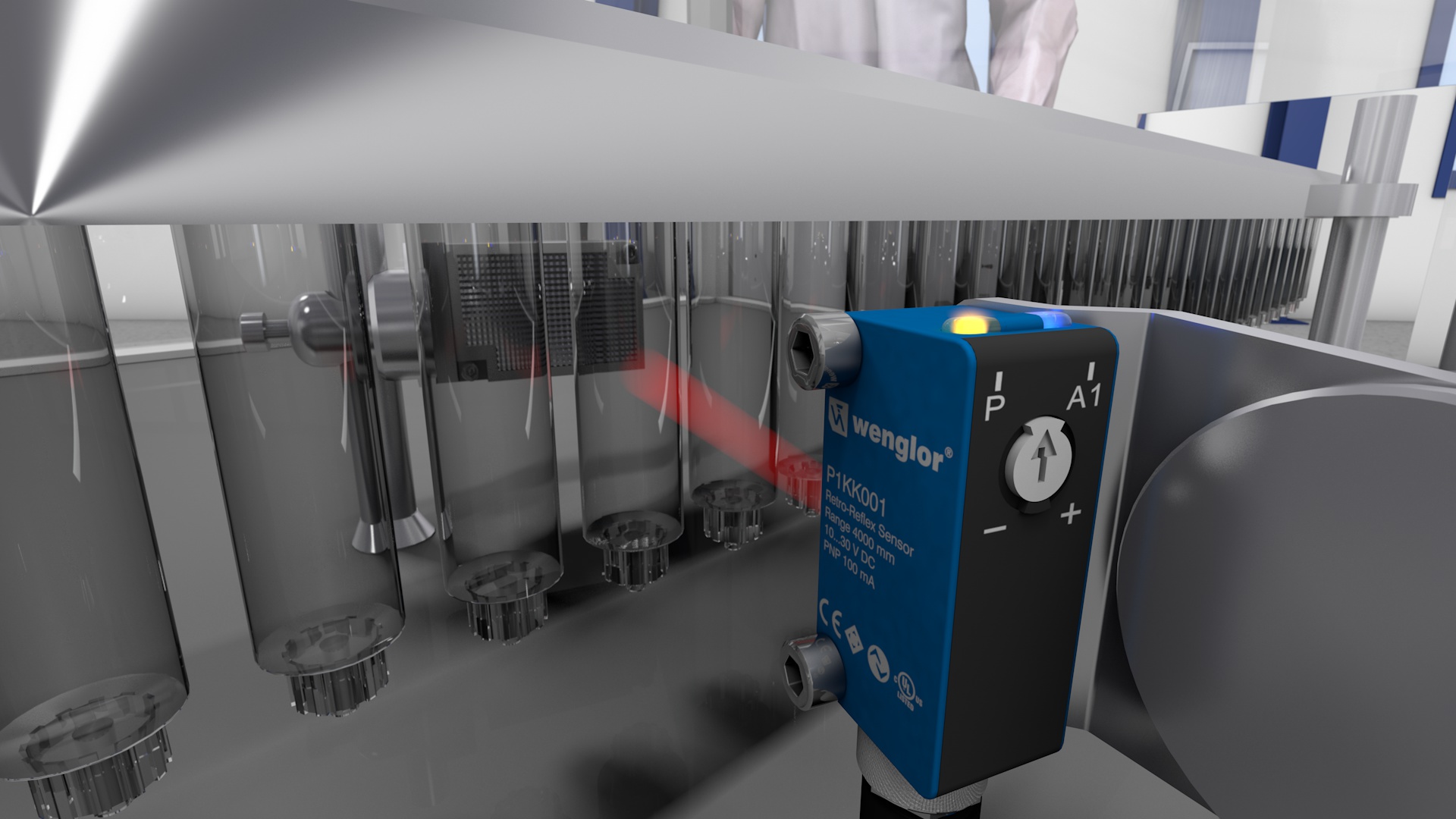 Barieră de reflexie în oglindă pentru obiecte transparente în producție