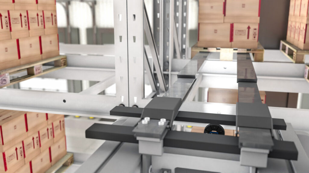 Opslag- en zoekmachine werkt nauwkeurig en efficiënt in een hoogbouwmagazijn dankzij vision-gebaseerde compartimentfijne positionering