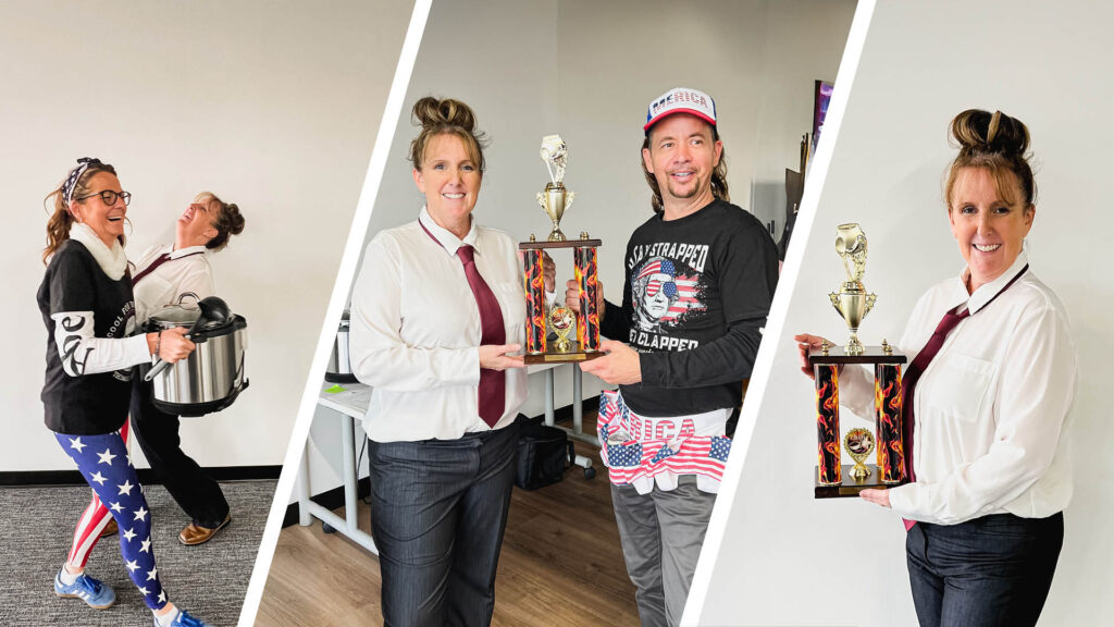 Photo of the trophy presentation to the winner of this year's chili competition