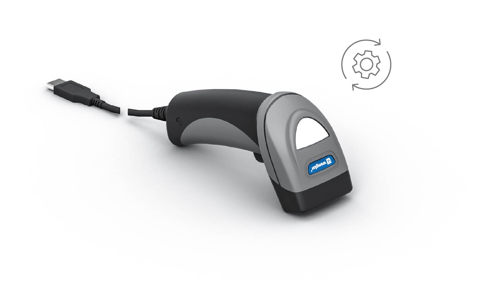 The picture shows a handheld scanner and a reset icon.