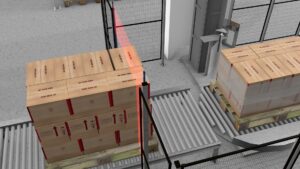 Control d'alçada de palets amb cortina de llum de mesura