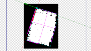 Capture d'écran du logiciel uniVision avec le pack de nouilles instantanées détecté et le système de coordonnées affiché.