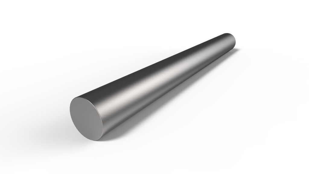 Close-up van een ronde stalen pijp op een witte achtergrond.